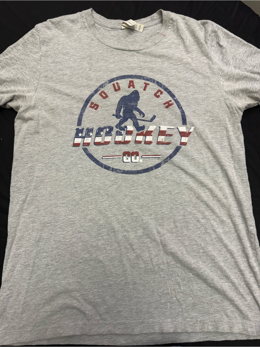 Bella Canvas Gray Squatch Hockey Graphic Tee (L)